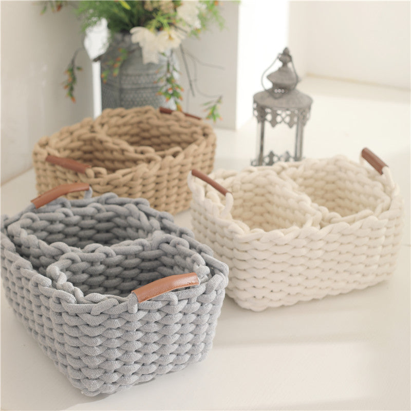 Home Cotton Cord Braided Storage Basket