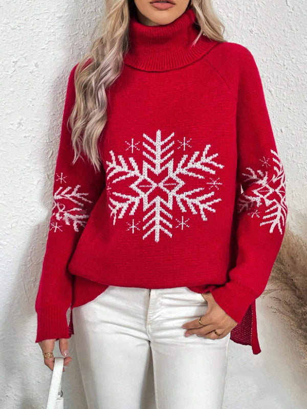 High Collar Christmas Sweaters Women's Clothing