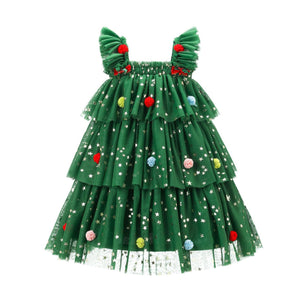 Clothing Girls' Christmas Tree Suspender Dress